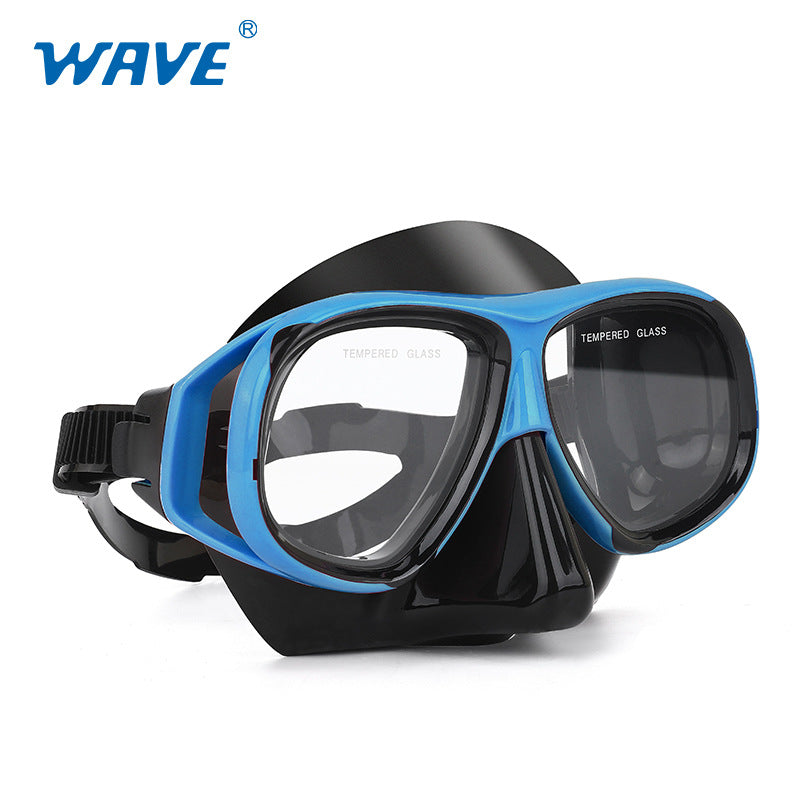 Wave Snorkelset med Styrkelinser – Härdat Glas Torr Andningstub Silikon Anti-Dimma 0–600° Dykglasogön