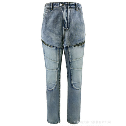 Motorcykeljeans Slim Fit Kevlar – Dubbel Dragkedja Skyddande Riding Jeans Blå S–XXXL 2026