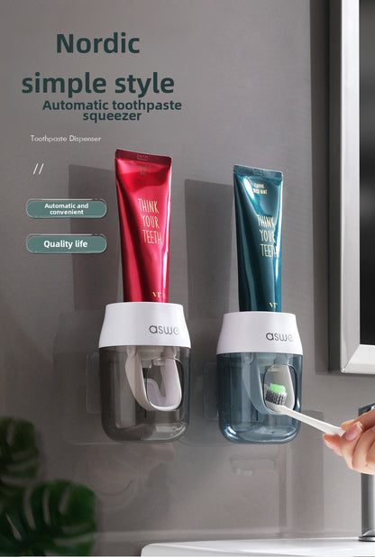 Toothpaste Squeeze Artifact Full-automatic Squeezer Storage Rack Wall-mounted Lazy Toothbrush Holder Non-perforated Children's Rack
