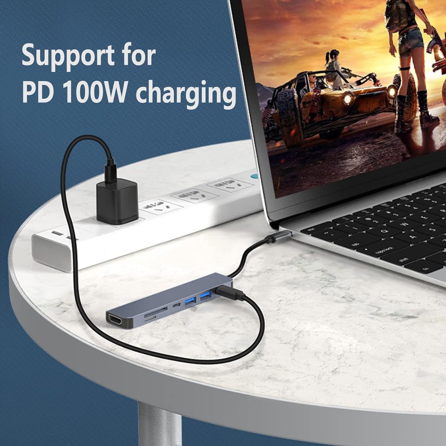 Type-C to HDMI High-Definition 4K Expansion Dock Usb3.0Hub Splitter Usb-C Multi-Function 7-in-1 Docking Station
