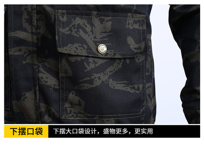Spring and Autumn Camouflage Work Clothes Men's Anti-Scratch Wear-Resistant Labor Protection Clothing Thickened New suit Pants Site Maintenance Auto Repair Clothing