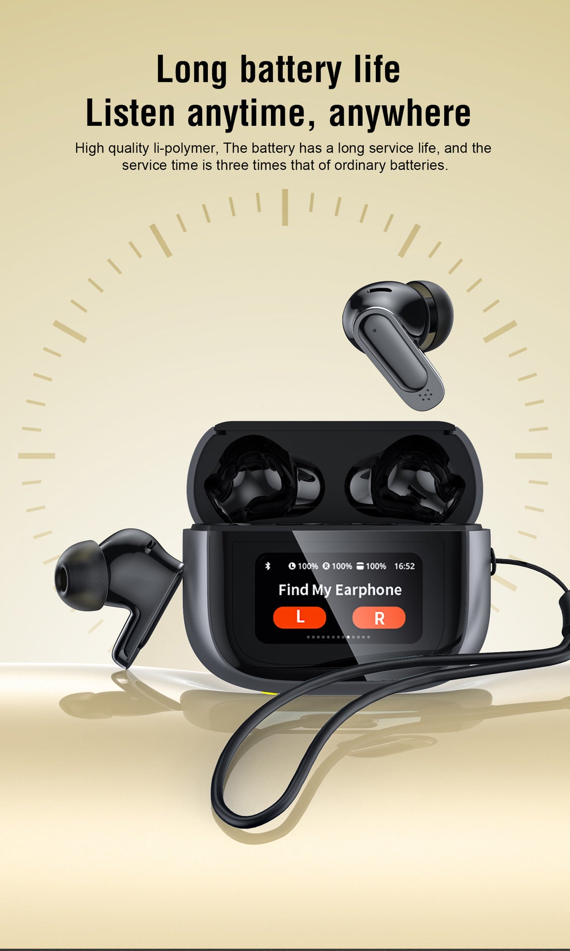 BOSECXT V11 True Wireless In-Ear Earbuds – Bluetooth 5.4 ANC ENC HiFi Stereo Touch-kontroll Mikrofon Laddningsfodral Svart