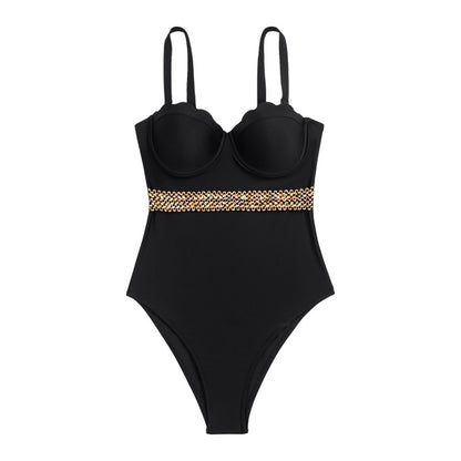 Dam Helbaddräkt Stålbygel & Bröstkudde – Tight Sexig Stropp Nylon Svart & Turkos S–XL Badkläder Dam 220431A 2026