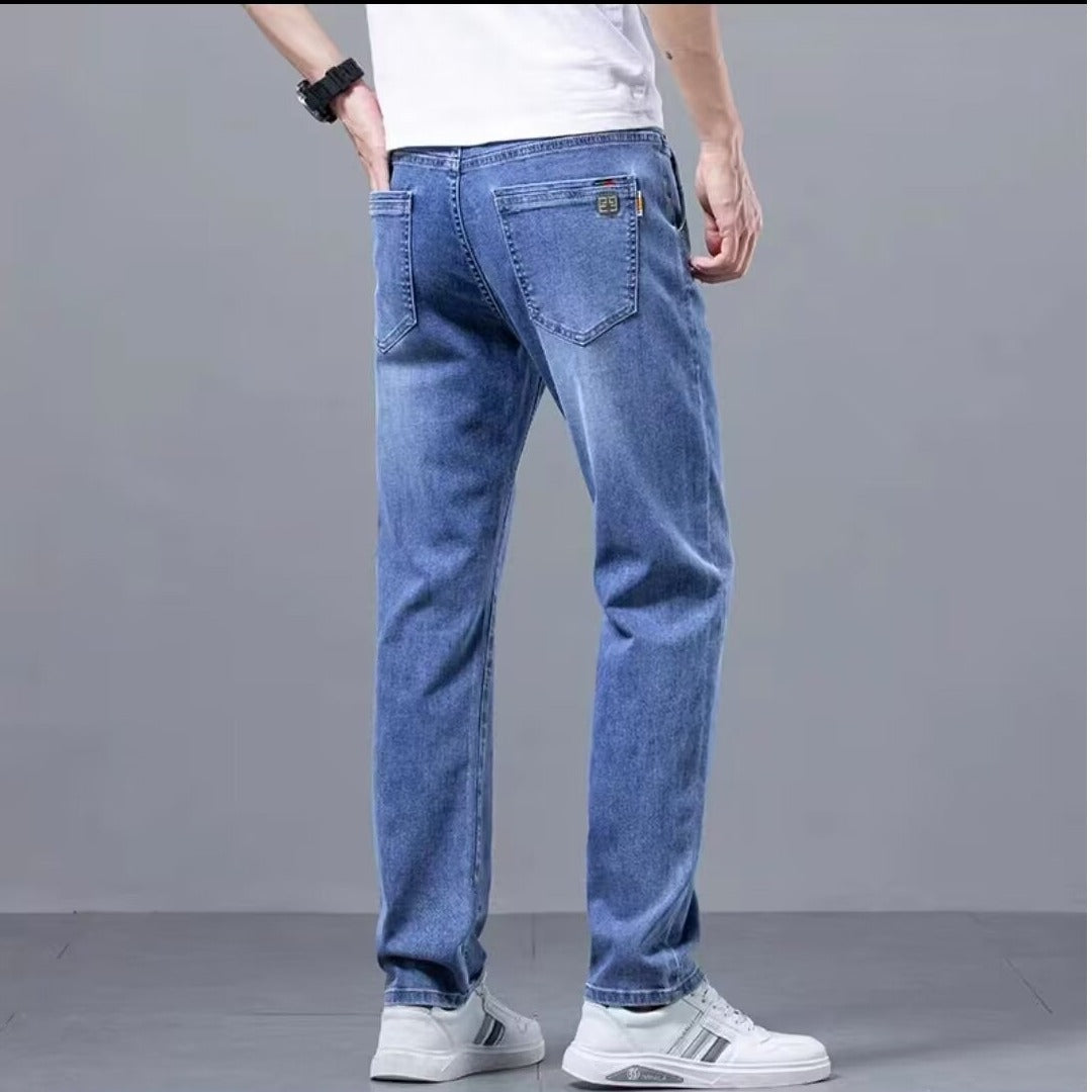 Herrjeans Straight Loose Fit Stretch Denim för Herr 2026