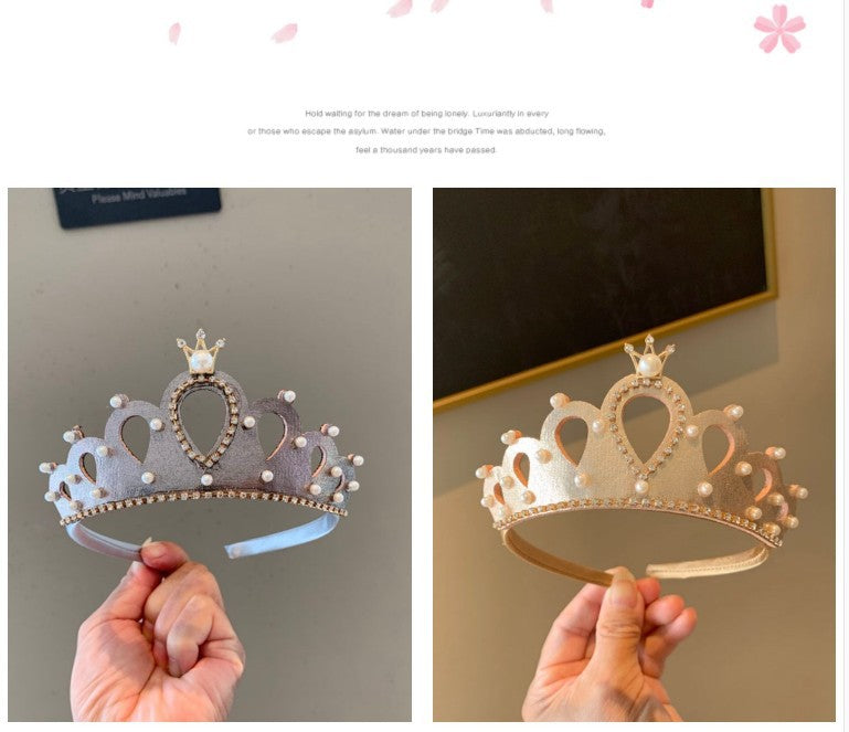 Prinsess Krona Hårband Flickor – Handgjord PVC Kristall Koreansk Stil Födelsedag Föreställning 0–10+ År 2026