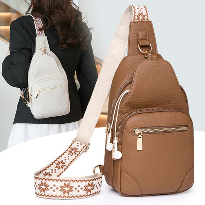 Cross-border Women's Chest Bag Soft Leather Fashion New Chest Crossbody Bag 2024 All-match Outgoing Backpack Casual Shoulder Bag