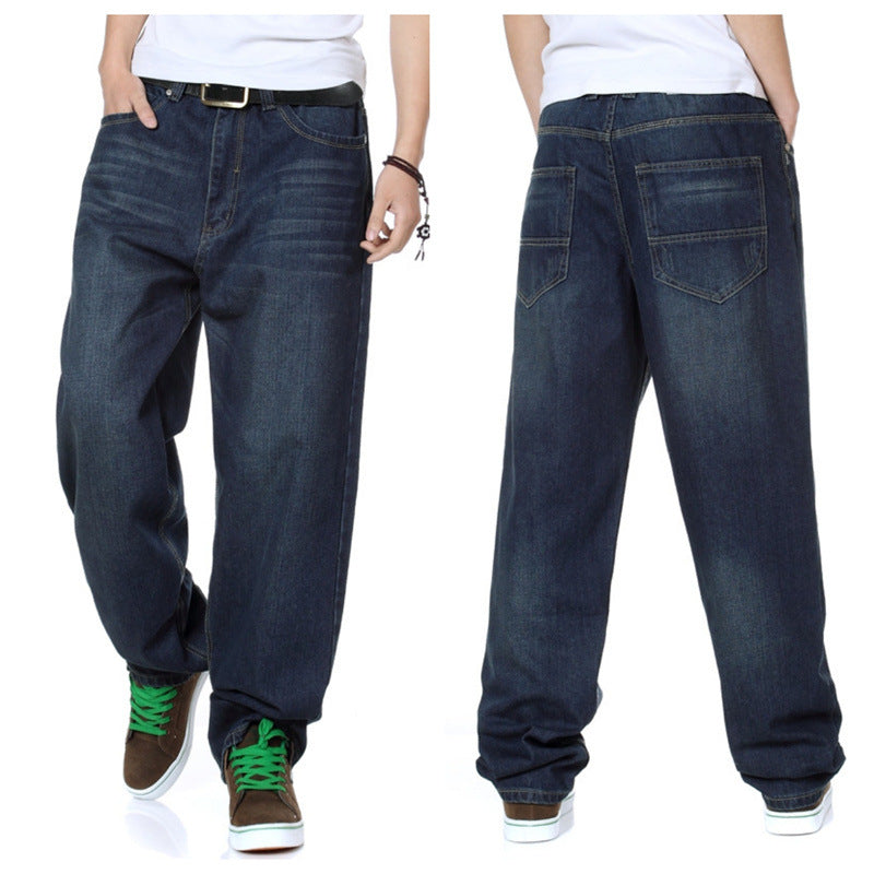 Plus Size Herrjeans Loose Fit – Wide Leg Skateboard Hip-Hop Denim 4 Färger 30–48 2026