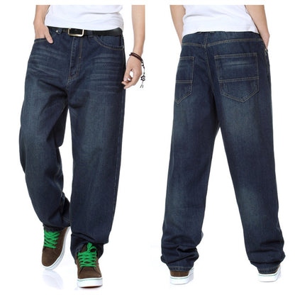 Plus Size Herrjeans Loose Fit – Wide Leg Skateboard Hip-Hop Denim 4 Färger 30–48 2026