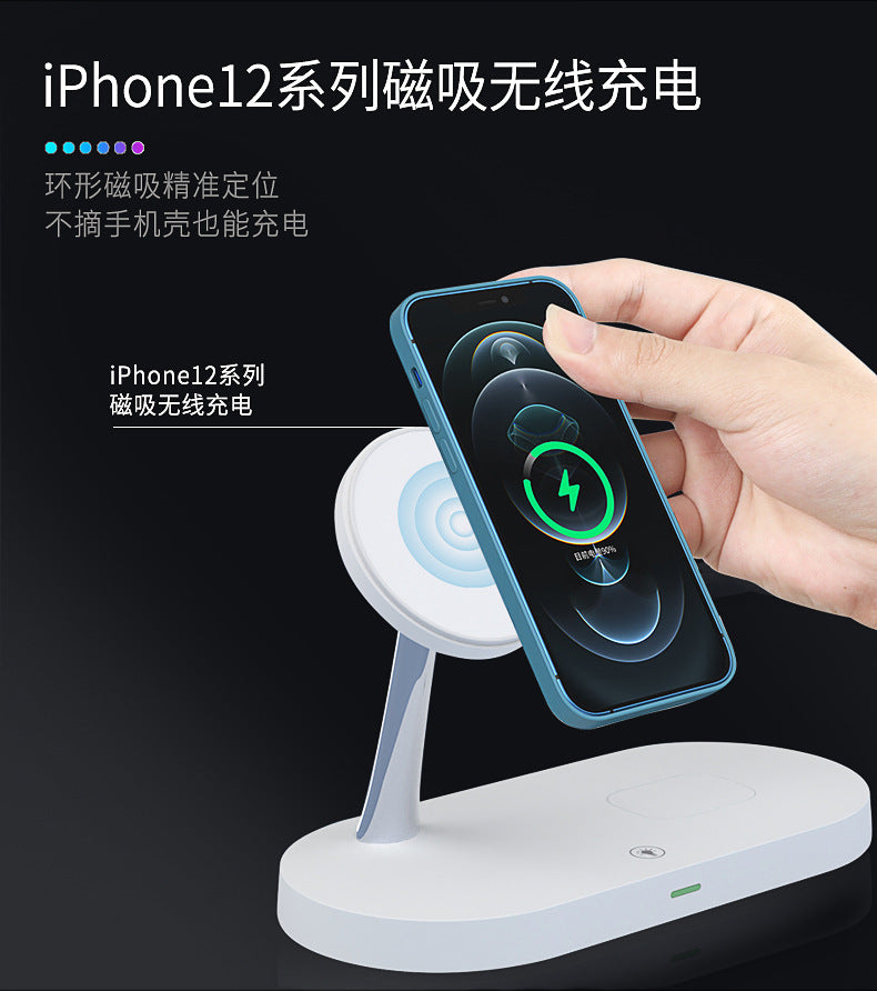 The new five-in-one wireless charger 15W vertical fast charging is suitable for Apple mobile phone watch headset wireless charging