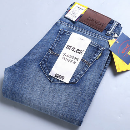 Herrjeans Straight Leg Stretch – Sulee Business Casual Denim Tvättad Allväders W28–W40 2026