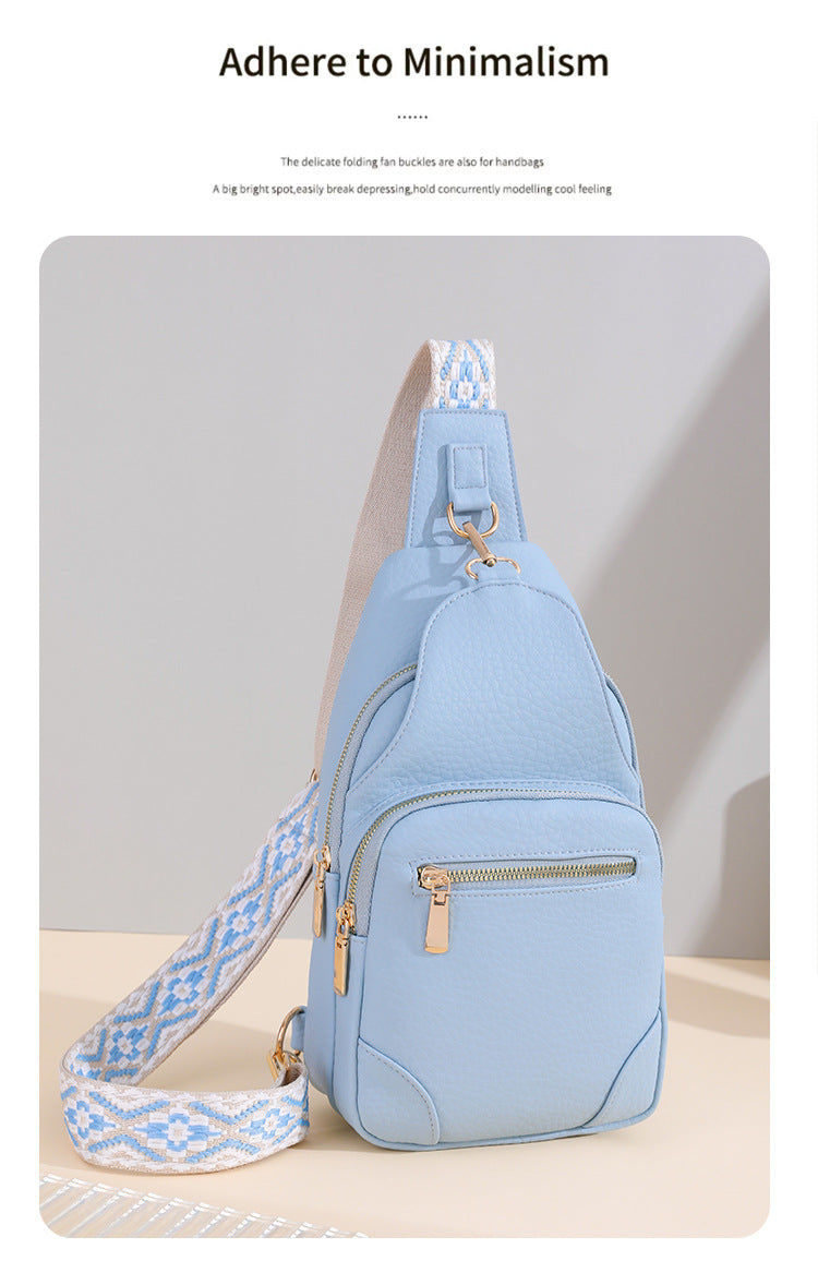 Cross-border Women's Chest Bag Soft Leather Fashion New Chest Crossbody Bag 2024 All-match Outgoing Backpack Casual Shoulder Bag