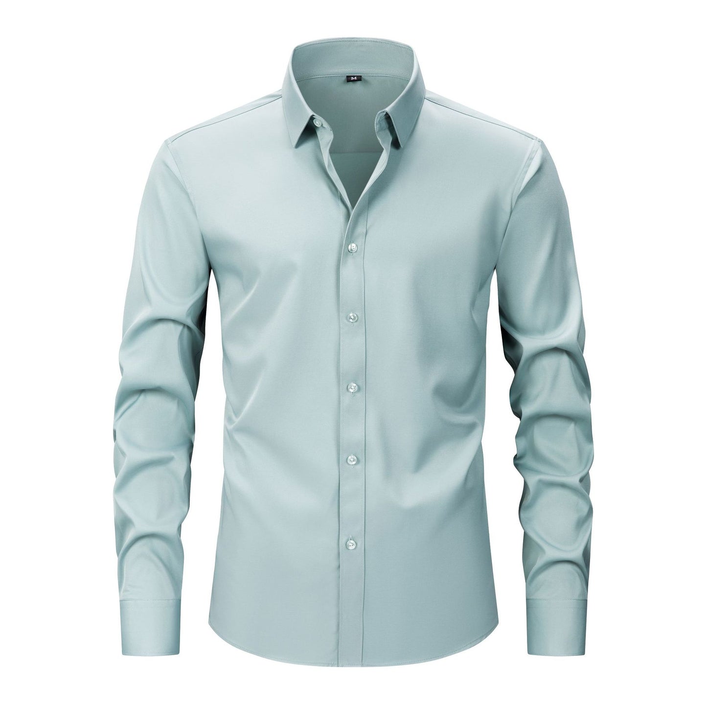 Cross-Border Lightweight Stretchy Plus-Size Men's Shirts, Wrinkle-Resistant Long-Sleeve Shirts, Amazon Cardigan Long-Sleeve Shirts for Men