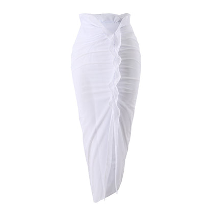 2025 European and American Color Matching Sexy New Rose Three-Piece Mesh Long Skirt Swimsuit Swimsuit Bikini Bikini