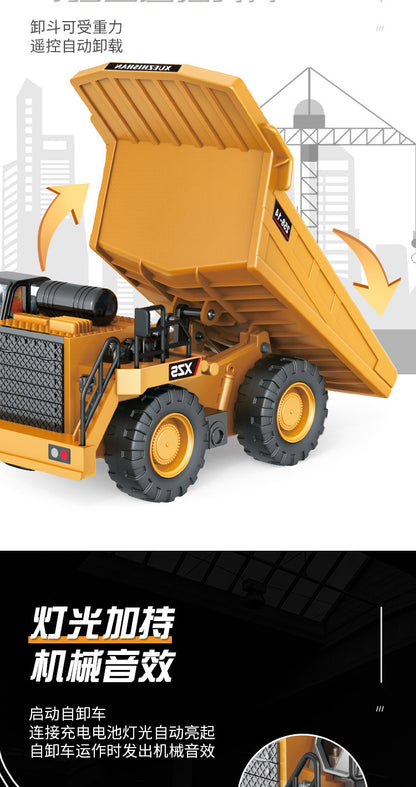 Cross-border 11-way children's electric toy lighting and sound effects engineering vehicle 1:20 crawler alloy remote control excavator model