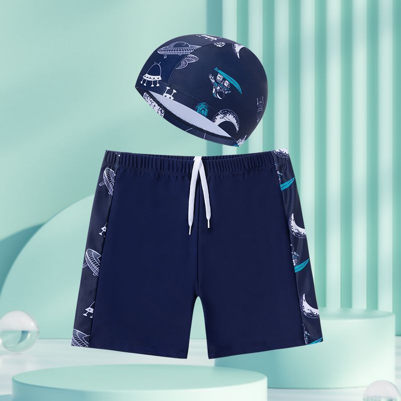 Pojkar Badbyxor Set – Mönstrat med Huva Simglasögon & Väska Snabbtorkande Polyester S–4XL Badkläder Barn 2026