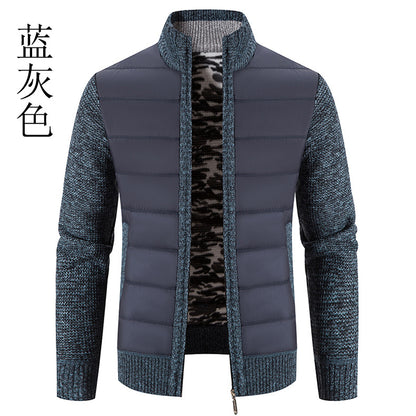 Foreign trade cross-border 2024 winter new spell cardigan sweater men's coat sweater European and American style sweater stand collar