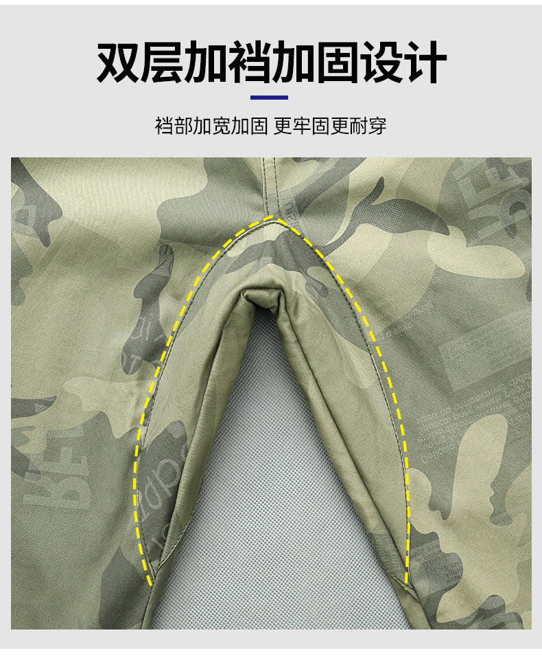 Summer Thin Labor Protection Work Clothes Set Anti-scald Pure Cotton Stretch Construction Site Electric Welding Auto Repair Camouflage Clothes Shirt