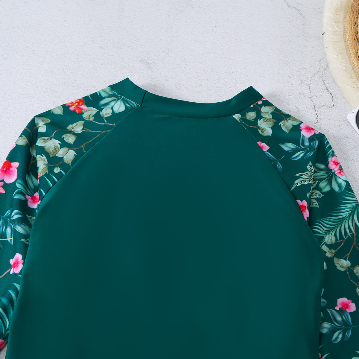 Dambikins Långärm – Blommigt Digitaltryck Delad Konservativ Polyester 5 Mönster S–2XL Badkläder Dam QX07 2026