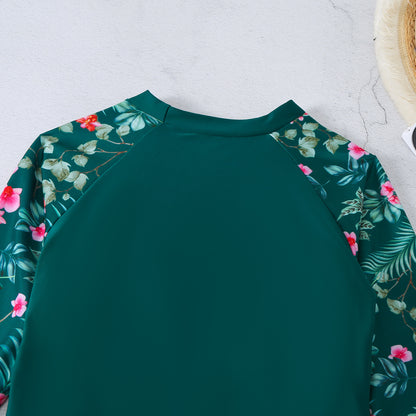 Dambikins Långärm – Blommigt Digitaltryck Delad Konservativ Polyester 5 Mönster S–2XL Badkläder Dam QX07 2026
