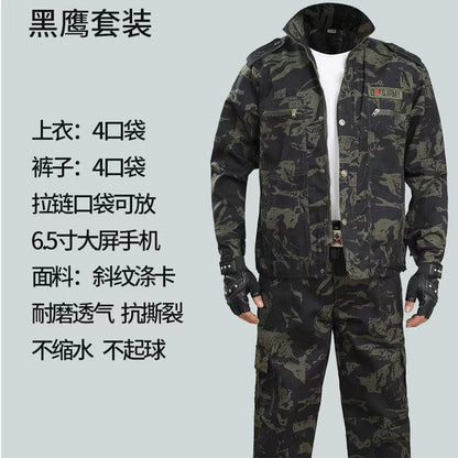 Spring and Autumn Military Training Camouflage Clothing, Breathable and Wear-Resistant Work Clothes, Tops and Pants, Auto Repair Construction Site Labor Protection Work Clothes