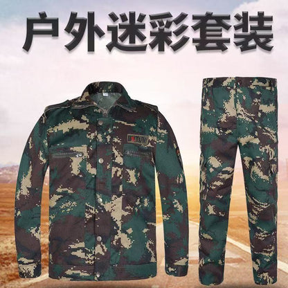Spring and Autumn Military Training Camouflage Clothing, Breathable and Wear-Resistant Work Clothes, Tops and Pants, Auto Repair Construction Site Labor Protection Work Clothes