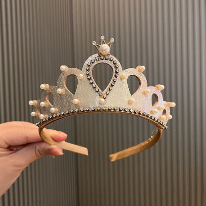 Prinsess Krona Hårband Flickor – Handgjord PVC Kristall Koreansk Stil Födelsedag Föreställning 0–10+ År 2026