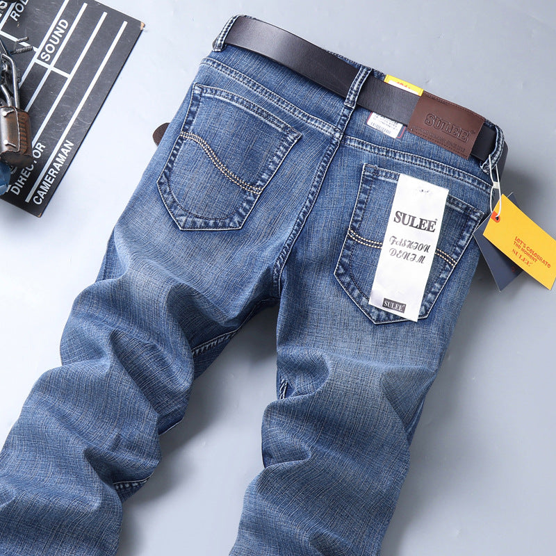 Herrjeans Straight Leg Stretch – Sulee Business Casual Denim Tvättad Allväders W28–W40 2026