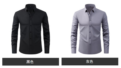 Cross-Border Lightweight Stretchy Plus-Size Men's Shirts, Wrinkle-Resistant Long-Sleeve Shirts, Amazon Cardigan Long-Sleeve Shirts for Men