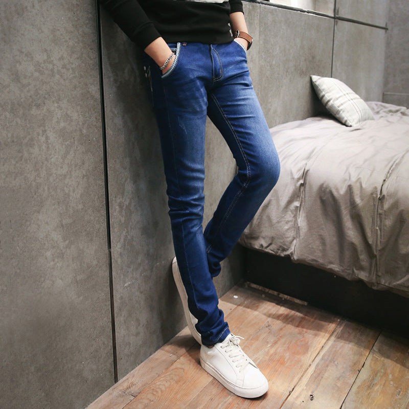 Slim fit herrjeans med stretch, tunna sommarjeans 27–36