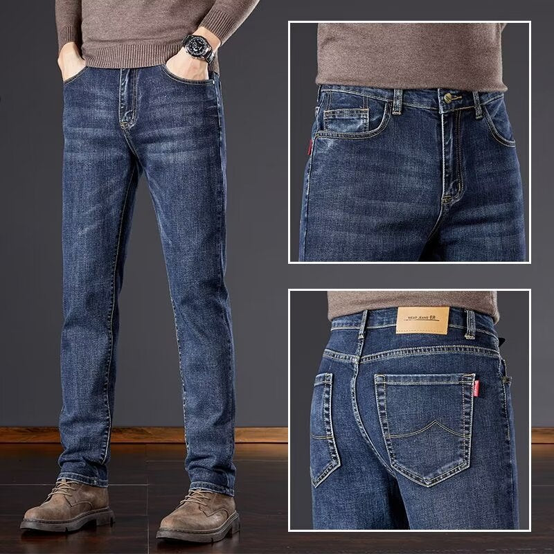 Herrjeans Straight Loose Fit Stretch Denim för Herr 2026
