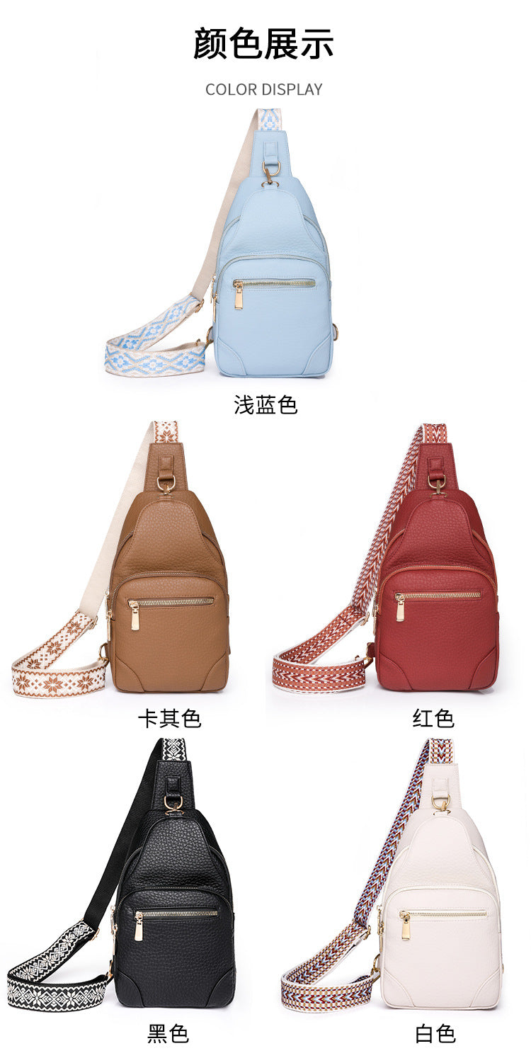 Cross-border Women's Chest Bag Soft Leather Fashion New Chest Crossbody Bag 2024 All-match Outgoing Backpack Casual Shoulder Bag