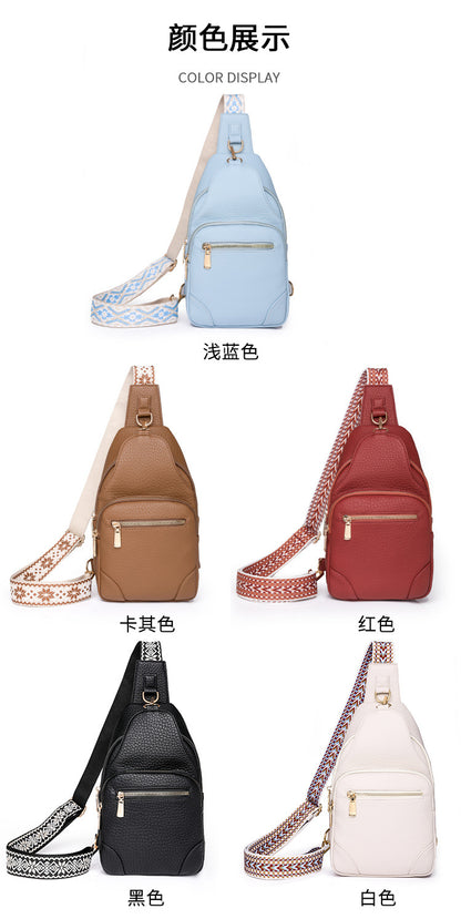 Cross-border Women's Chest Bag Soft Leather Fashion New Chest Crossbody Bag 2024 All-match Outgoing Backpack Casual Shoulder Bag