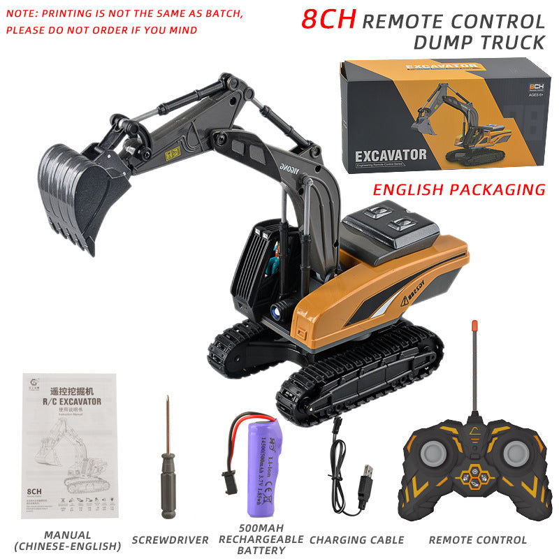 Cross-border 11-way children's electric toy lighting and sound effects engineering vehicle 1:20 crawler alloy remote control excavator model
