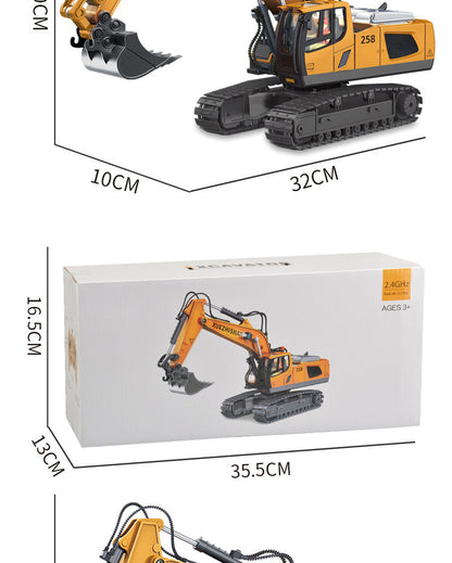 Cross-border 11-way children's electric toy lighting and sound effects engineering vehicle 1:20 crawler alloy remote control excavator model