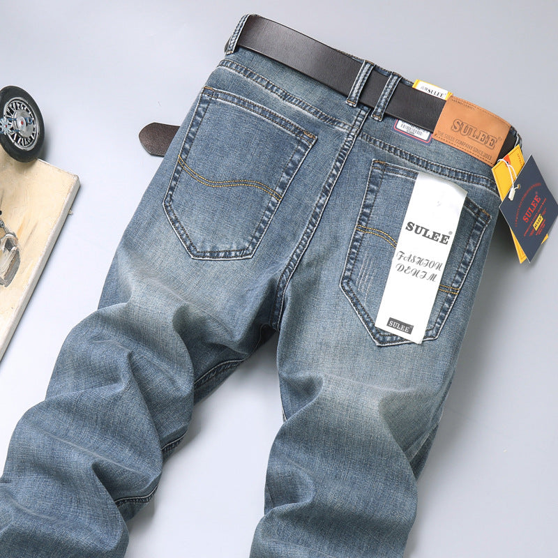 Herrjeans Straight Leg Stretch – Sulee Business Casual Denim Tvättad Allväders W28–W40 2026