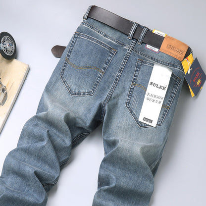Herrjeans Straight Leg Stretch – Sulee Business Casual Denim Tvättad Allväders W28–W40 2026