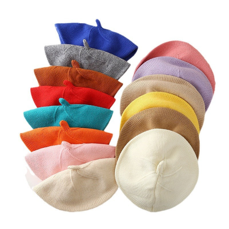 Babyberet med Blomdekor – Lammull Stickad Prinsessstil 17 Färger Unisex 3–48 Mån Höst Vinter 2026