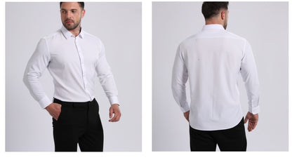Cross-Border Lightweight Stretchy Plus-Size Men's Shirts, Wrinkle-Resistant Long-Sleeve Shirts, Amazon Cardigan Long-Sleeve Shirts for Men