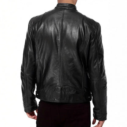 Herrjacka PU-Läder Retro Motorcykel Slim Fit Flera Fickor Höst Vår 2026