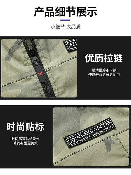 Summer Thin Labor Protection Work Clothes Set Anti-scald Pure Cotton Stretch Construction Site Electric Welding Auto Repair Camouflage Clothes Shirt