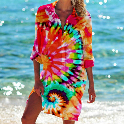 New Foreign Trade Cross-Border Model, Long-Sleeved Swimsuit Shirt, Women's Clothing, Printed Vacation Beachwear