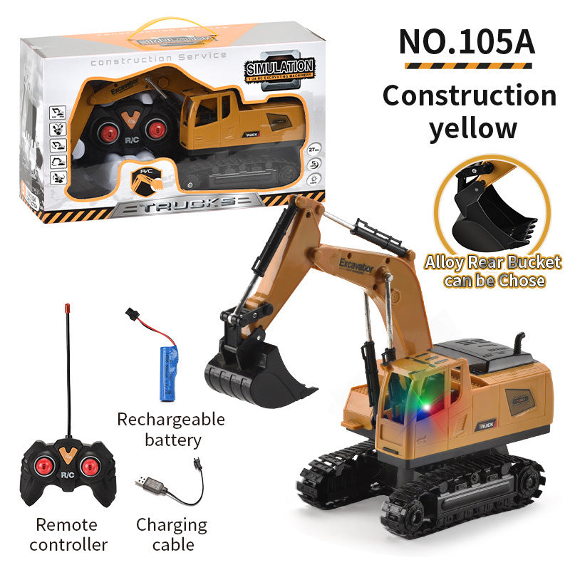 Cross-border 11-way children's electric toy lighting and sound effects engineering vehicle 1:20 crawler alloy remote control excavator model