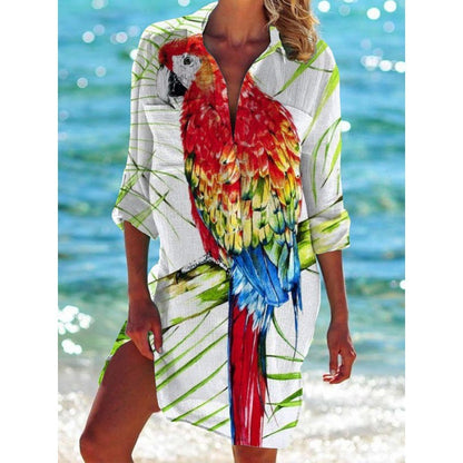 New Foreign Trade Cross-Border Model, Long-Sleeved Swimsuit Shirt, Women's Clothing, Printed Vacation Beachwear