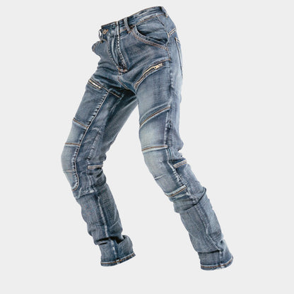 Motorcykeljeans Slim Fit Kevlar – Dubbel Dragkedja Skyddande Riding Jeans Blå S–XXXL 2026