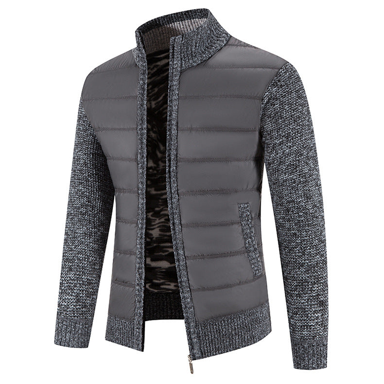 Foreign trade cross-border 2024 winter new spell cardigan sweater men's coat sweater European and American style sweater stand collar