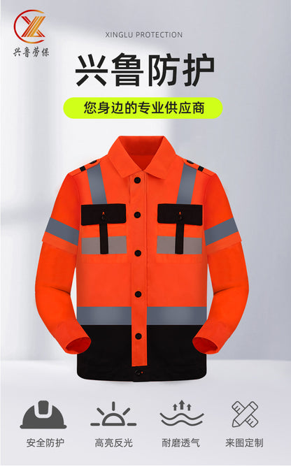 Work clothes suit long sleeve new polyester cotton wear-resistant breathable work clothes sanitation workshop auto repair engineering clothes Labor protective clothing