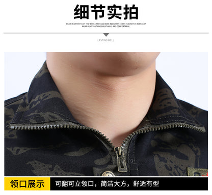Spring and Autumn Camouflage Work Clothes Men's Anti-Scratch Wear-Resistant Labor Protection Clothing Thickened New suit Pants Site Maintenance Auto Repair Clothing