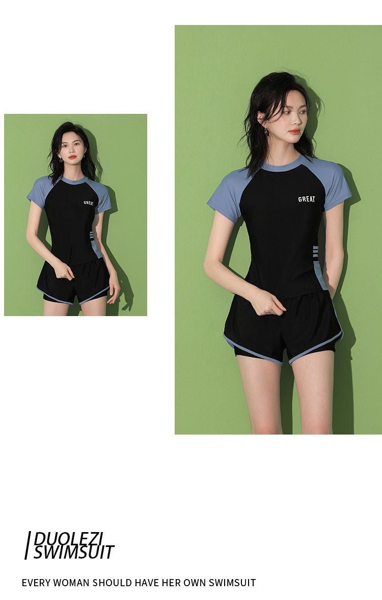 Dambaddräkt Delad Stil – Magdöljande Bröstdyna Polyester Svart & Vit M–2XL Badkläder Dam 30060 2026