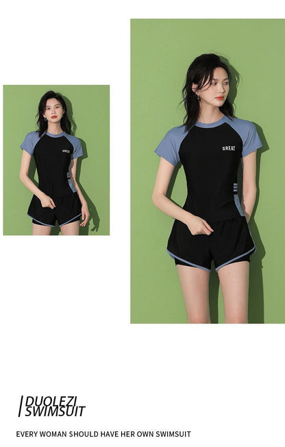 Dambaddräkt Delad Stil – Magdöljande Bröstdyna Polyester Svart & Vit M–2XL Badkläder Dam 30060 2026
