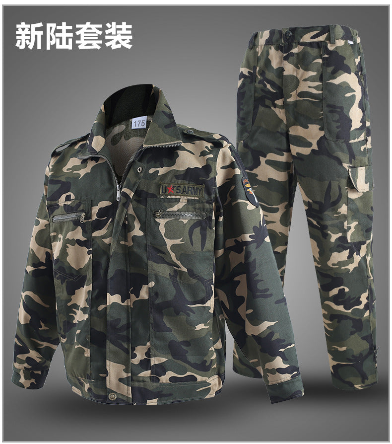 Spring and Autumn Military Training Camouflage Clothing, Breathable and Wear-Resistant Work Clothes, Tops and Pants, Auto Repair Construction Site Labor Protection Work Clothes